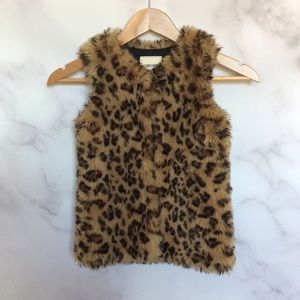 Cherokee Girl's Leopard Print Faux Fur Vest